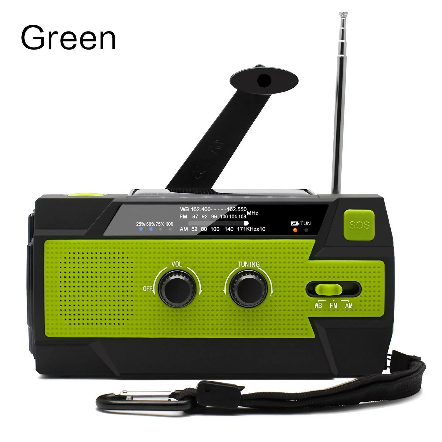 4-in-1 Emergency Radio with Solar & Hand Crank Power