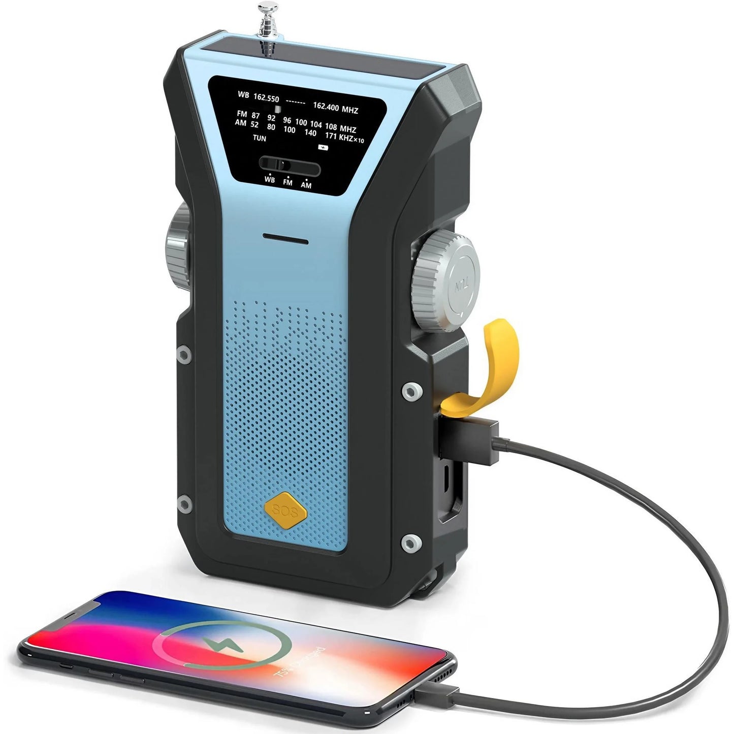 4-in-1 Emergency Radio with Solar & Hand Crank Power