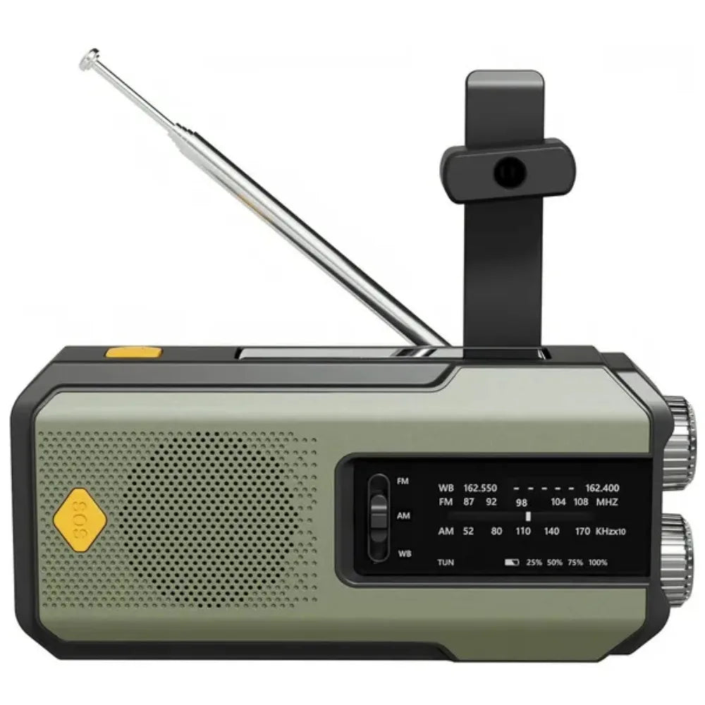 4-in-1 Emergency Radio with Solar & Hand Crank Power