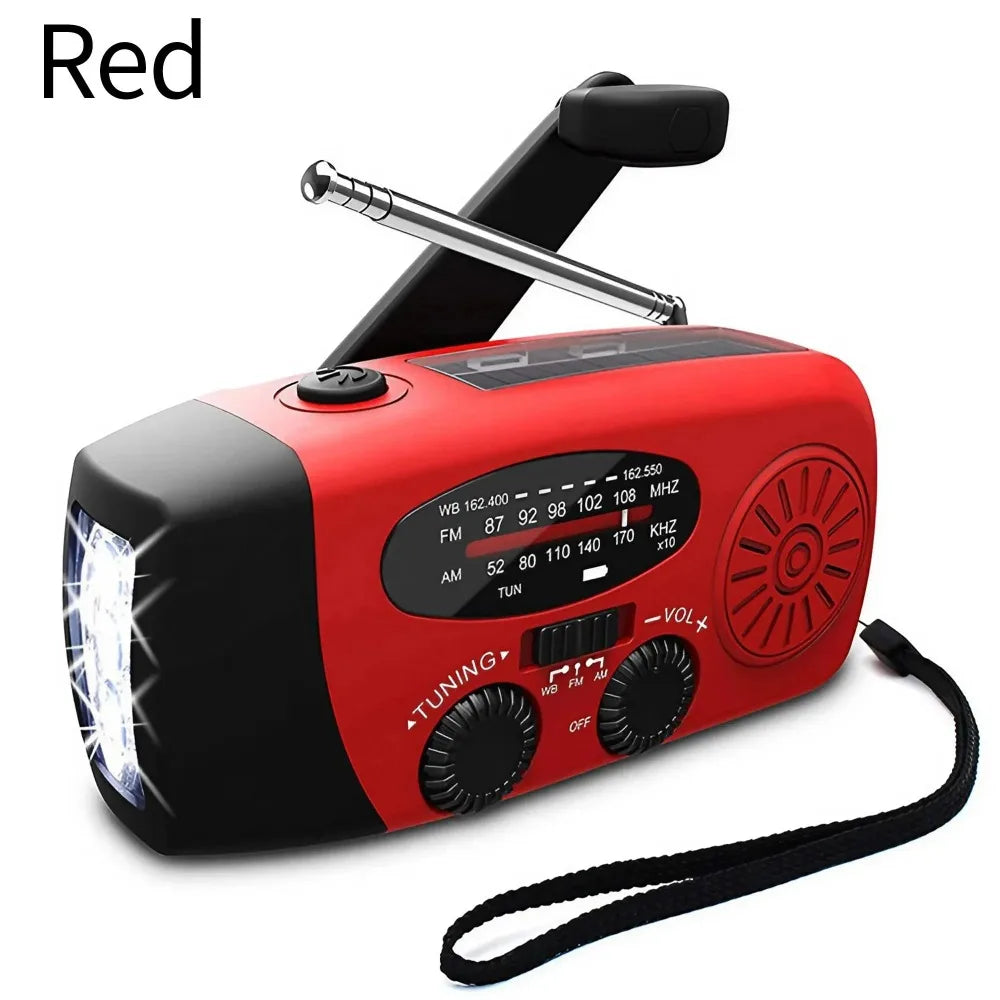 4-in-1 Emergency Radio with Solar & Hand Crank Power